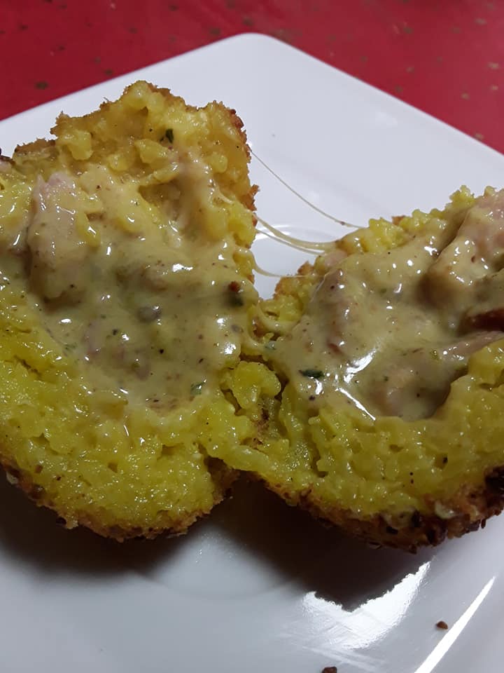 Ricetta Arancina/o al pesto di pistacchio e gamberetti - passaggio 9