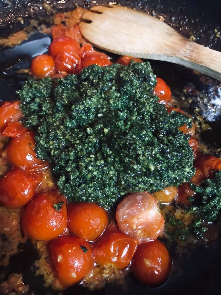 Ricetta Spaghetti al pesto di basilico (a modo mio) pomodorini e tonno - passaggio 12